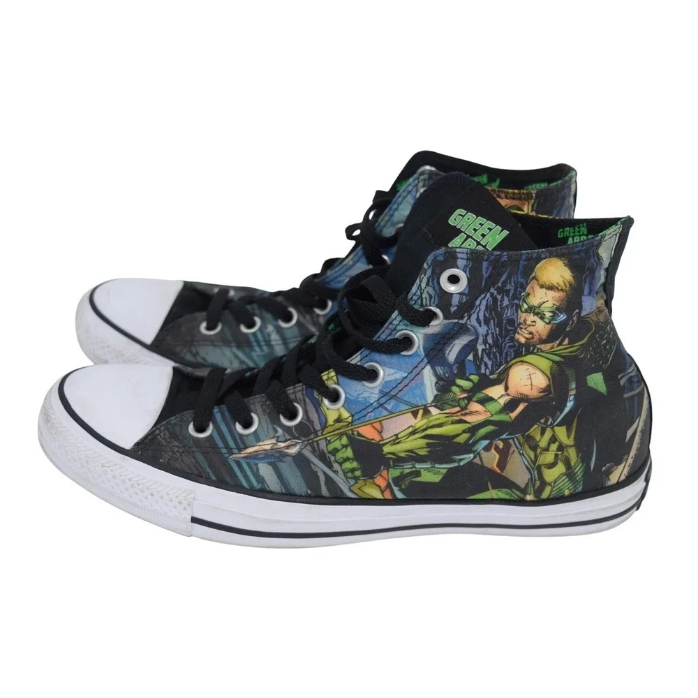 Converse Chuck Taylor‎ All Star Mens 9 Green Arrow DC Comics High Top NWOT - Picture 5 of 13